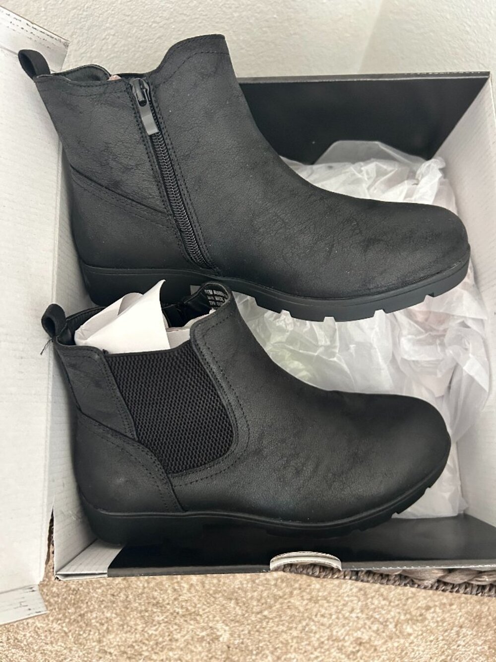 Torrid Black Oiled Chelsea Lug Bootie Size 7.5 WW